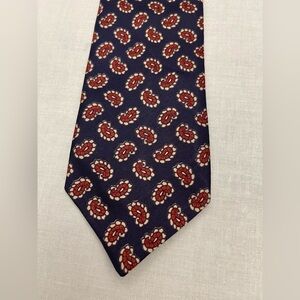 Liebert Classic Foulard Paisley Silk Tie - Red and Navy Blue